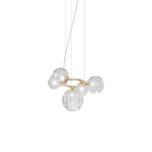 Load image into Gallery viewer, Puppet Ring Pendant Light in Matt Gold/Crystal Transparent(29-Inch/5-Light).
