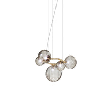 Load image into Gallery viewer, Puppet Ring Pendant Light in Matt Gold/Smoky Transparent(29-Inch/5-Light).
