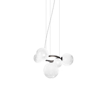 Load image into Gallery viewer, Puppet Ring Pendant Light in Matt Black Nickel/White Shaded(29-Inch/5-Light).
