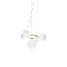 Load image into Gallery viewer, Puppet Ring Pendant Light in Matt Gold/White Shaded(29-Inch/5-Light).
