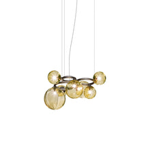 Load image into Gallery viewer, Puppet Ring Pendant Light in Matt Black Nickel/Amber Transparent(32-Inch/7-Light).
