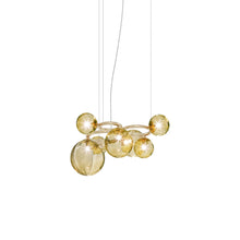 Load image into Gallery viewer, Puppet Ring Pendant Light in Matt Gold/Amber Transparent(32-Inch/7-Light).
