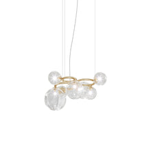 Load image into Gallery viewer, Puppet Ring Pendant Light in Matt Gold/Crystal Transparent(32-Inch/7-Light).
