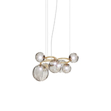 Load image into Gallery viewer, Puppet Ring Pendant Light in Matt Gold/Smoky Transparent(32-Inch/7-Light).
