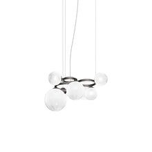 Load image into Gallery viewer, Puppet Ring Pendant Light in Matt Black Nickel/White Shaded(32-Inch/7-Light).
