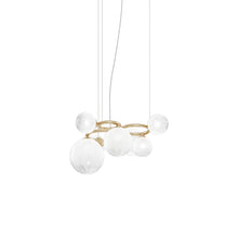 Load image into Gallery viewer, Puppet Ring Pendant Light in Matt Gold/White Shaded(32-Inch/7-Light).
