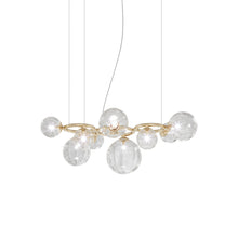 Load image into Gallery viewer, Puppet Ring Pendant Light in Matt Gold/Crystal Transparent(35-Inch/9-Light).
