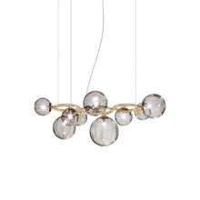 Load image into Gallery viewer, Puppet Ring Pendant Light in Matt Gold/Smoky Transparent(35-Inch/9-Light).
