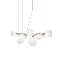 Load image into Gallery viewer, Puppet Ring Pendant Light in Matt Gold/White Shaded(35-Inch/9-Light).
