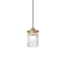 Load image into Gallery viewer, Tread LED Pendant Light in Matt Gold/Crystal Transparent.
