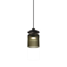 Load image into Gallery viewer, Tread LED Pendant Light in Matt Bronze/Old Green Transparent.

