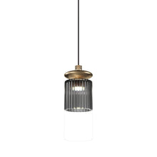 Load image into Gallery viewer, Tread LED Pendant Light in Matt Gold/Smoky Transparent.

