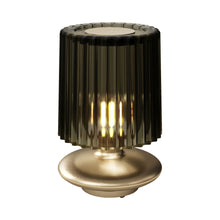 Load image into Gallery viewer, Tread Table Lamp in Matt Gold/Old Green Transparent.
