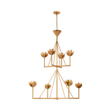 Load image into Gallery viewer, Alberto Chandelier in Antique Gold Leaf (2-Tier/Large).
