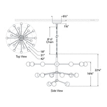 Load image into Gallery viewer, Alloway LED Chandelier - line drawing.
