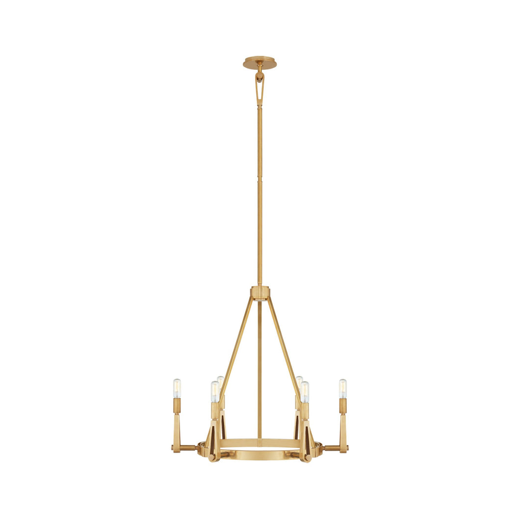 Alpha Chandelier in Hand-Rubbed Antique Brass/Without Shade (Medium).