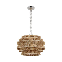 Load image into Gallery viewer, Antigua LED Chandelier in Polished Nickel and Natural Abaca (Small).
