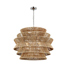Load image into Gallery viewer, Antigua LED Chandelier in Polished Nickel and Natural Abaca (X-Large).
