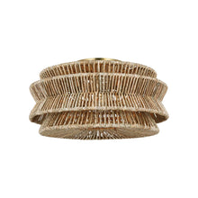 Load image into Gallery viewer, Antigua LED Semi Flush Ceiling Light in Antique-Burnished Brass and Natural Abaca (X-Large).
