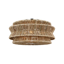 Load image into Gallery viewer, Antigua LED Semi Flush Ceiling Light in Polished Nickel and Natural Abaca (X-Large).
