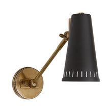 Load image into Gallery viewer, Antonio Adjustable Wall Light in 1-Arm/Hand-Rubbed Antique Brass/Matte Black.

