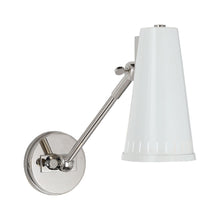 Load image into Gallery viewer, Antonio Adjustable Wall Light in 1-Arm/Polished Nickel/Antique White.
