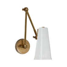 Load image into Gallery viewer, Antonio Adjustable Wall Light in 2-Arm/Hand-Rubbed Antique Brass/Antique White.
