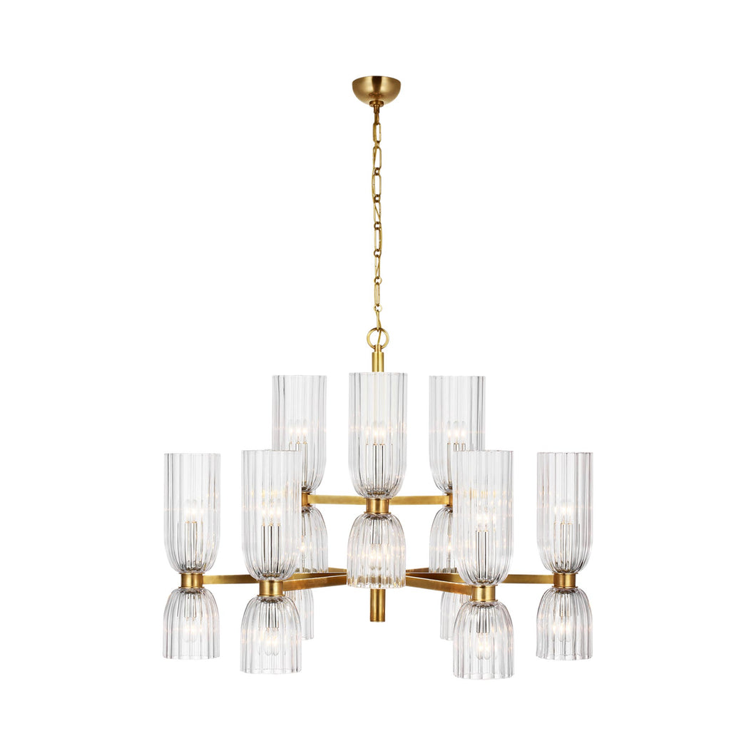 Asalea LED Chandelier in Hand-Rubbed Antique Brass.