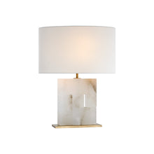 Load image into Gallery viewer, Ashlar LED Table Lamp in Alabaster and Hand-Rubbed Antique Brass (Medium).
