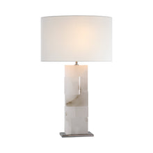 Load image into Gallery viewer, Ashlar LED Table Lamp in Alabaster and Polished Nickel (Large).
