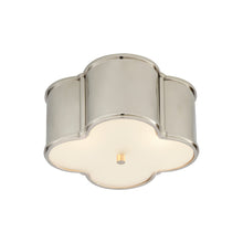 Load image into Gallery viewer, Basil Flush Mount Ceiling Light in Polished Nickel/Frosted Glass (Small).
