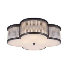 Load image into Gallery viewer, Basil Flush Mount Ceiling Light in Gun Metal/Clear Glass/Frosted Glass (Large).
