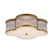 Load image into Gallery viewer, Basil Flush Mount Ceiling Light in Natural Brass/Clear Glass/Frosted Glass (Large).
