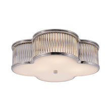 Load image into Gallery viewer, Basil Flush Mount Ceiling Light in Polished Nickel/Clear Glass/Frosted Glass (Large).
