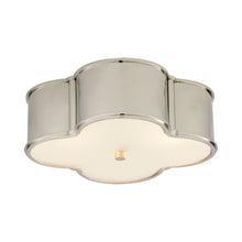 Load image into Gallery viewer, Basil Flush Mount Ceiling Light in Polished Nickel/Frosted Glass (Large).

