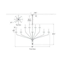 Load image into Gallery viewer, Belfair LED Chandelier - line drawing.
