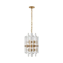 Load image into Gallery viewer, Bonnington Tall Chandelier in Hand-Rubbed Antique Brass/Crystal.
