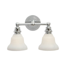 Load image into Gallery viewer, Boston Double Wall Light in Chrome/White Glass Desk Shade (2-Light).
