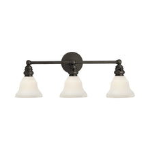 Load image into Gallery viewer, Boston Double Wall Light in Bronze/White Glass Desk Shade (3-Light).
