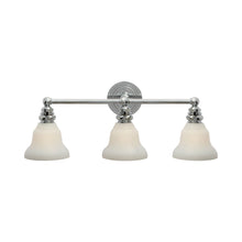 Load image into Gallery viewer, Boston Double Wall Light in Polished Nickel/White Glass Desk Shade (3-Light).
