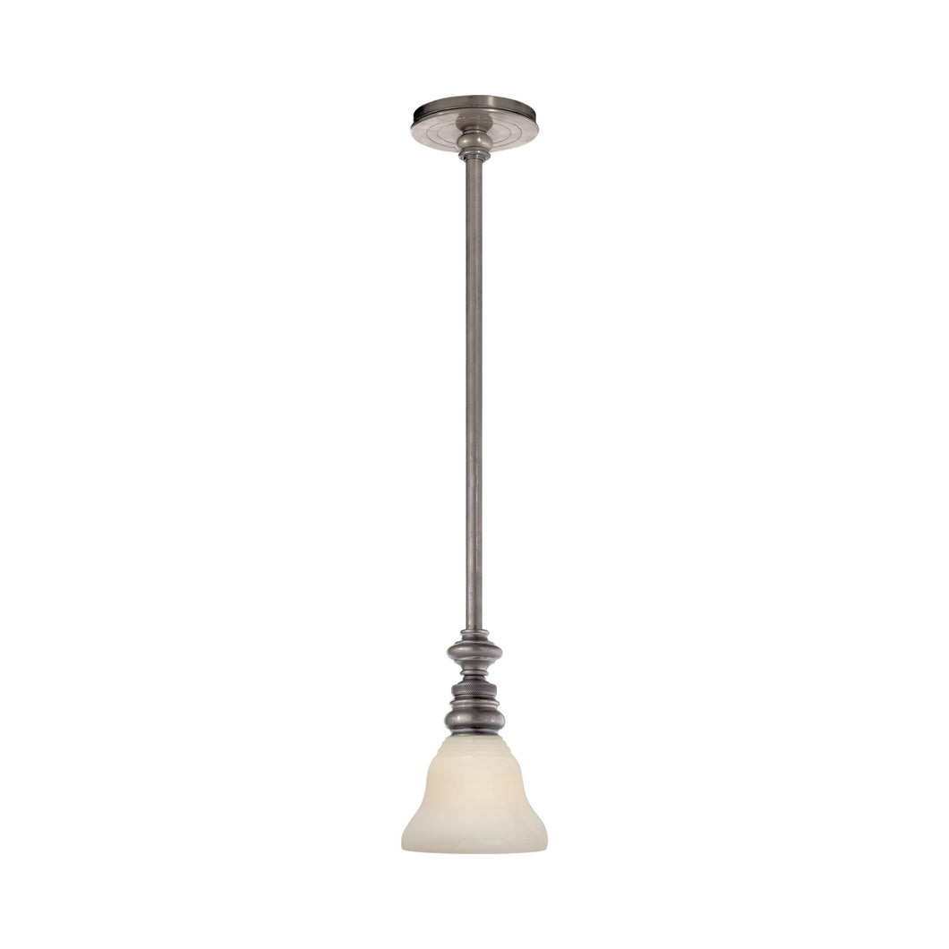 Boston Pendant Light in Antique Nickel/White Glass Desk.