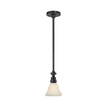 Load image into Gallery viewer, Boston Pendant Light in Bronze/White Glass Desk.
