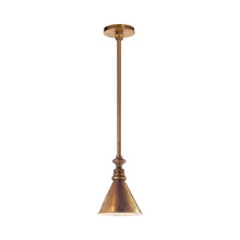 Load image into Gallery viewer, Boston Pendant Light in Hand-Rubbed Antique Brass/Antique Brass Slant.
