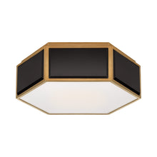 Load image into Gallery viewer, Bradford Flush Mount Ceiling Light in Black/Soft Brass.
