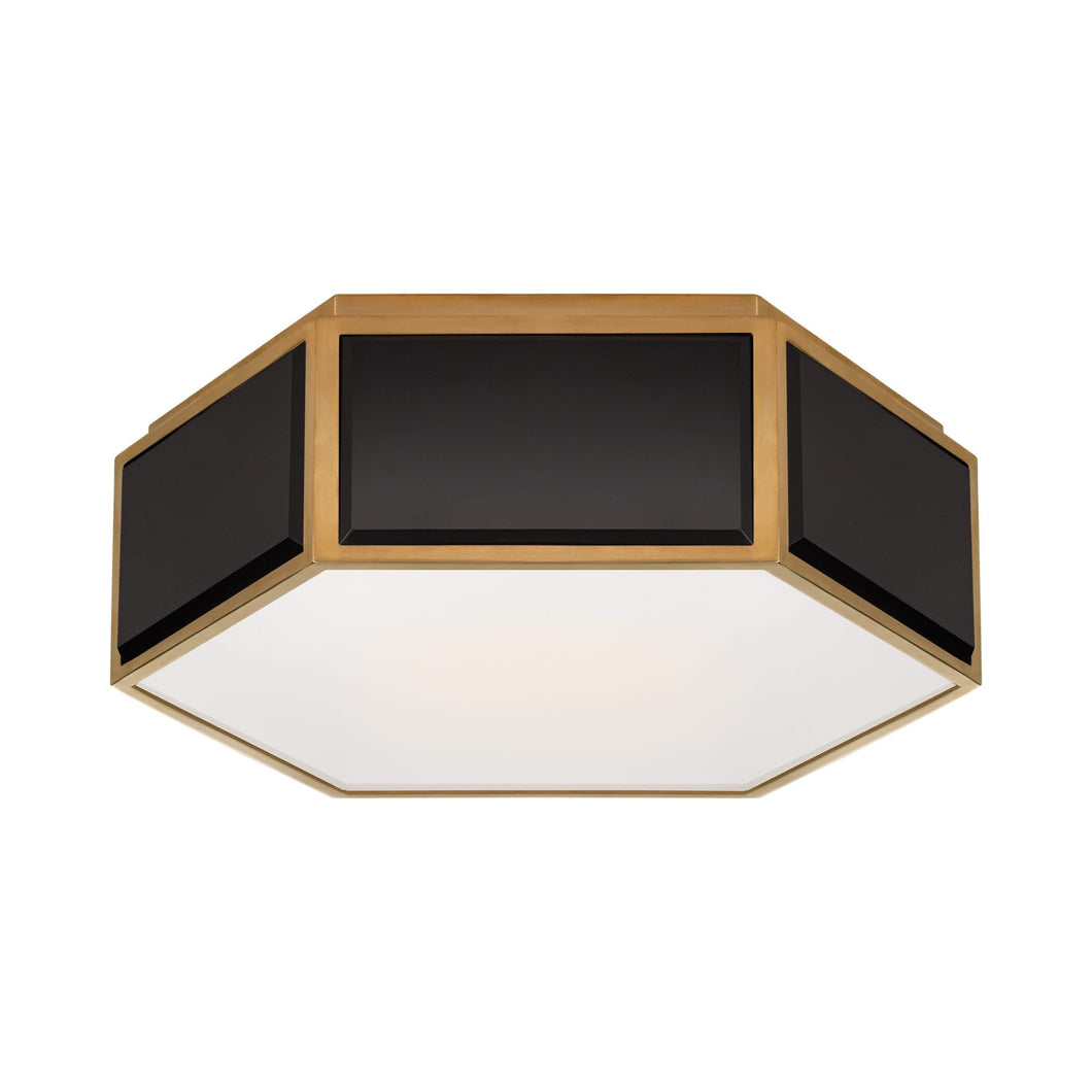 Bradford Flush Mount Ceiling Light in Black/Soft Brass.