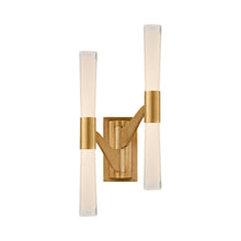 Load image into Gallery viewer, Brenta LED Double Wall Light in Hand-Rubbed Antique Brass.
