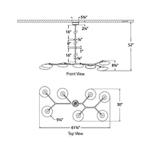 Load image into Gallery viewer, Brindille LED Linear Pendant Light - line drawing.
