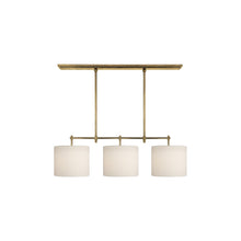 Load image into Gallery viewer, Bryant Linear Pendant Light in Hand-Rubbed Antique Brass/Linen (Small).
