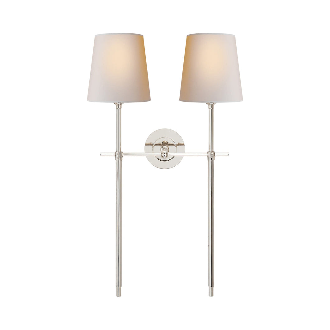 Bryant Tail Wall Light in Polished Nickel (2-Light).