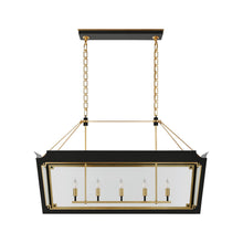 Load image into Gallery viewer, Caddo Linear Pendant Light in Matte Black and Gild (Medium).
